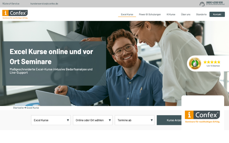 Confex Excel Kurse Online, Homepage Bild Referenz Dortmund