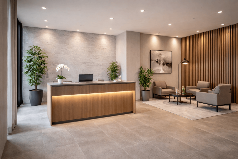 Beleuchteter Eingangsbereich Dortmund Bild