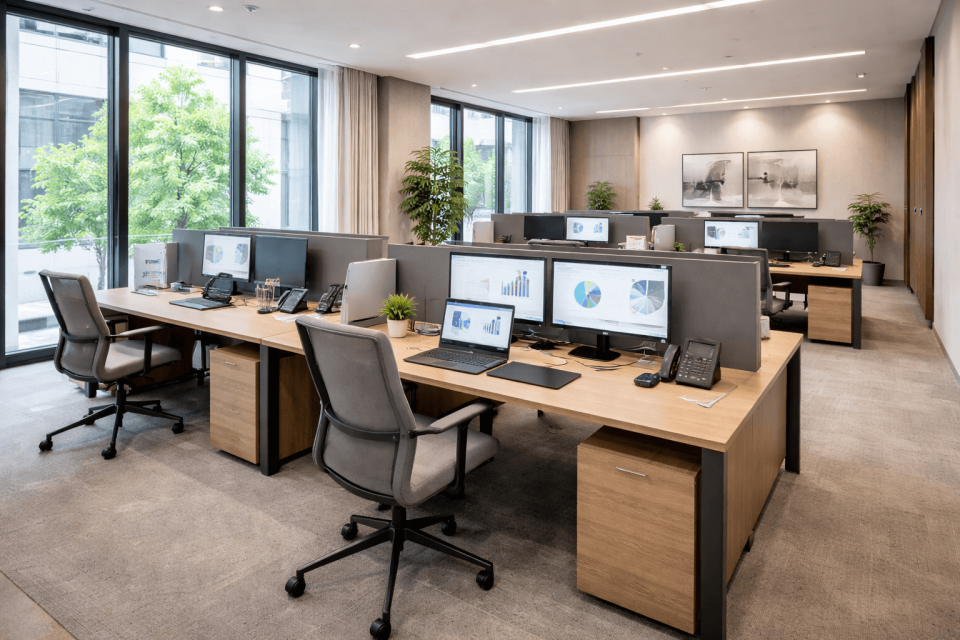 Unser Büro in Dortmund mit vollausgestatteten Arbeitsplätzen Bild